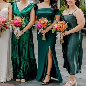 Lulus Aveline Forest Green off-the-shoulder Maxi Dress